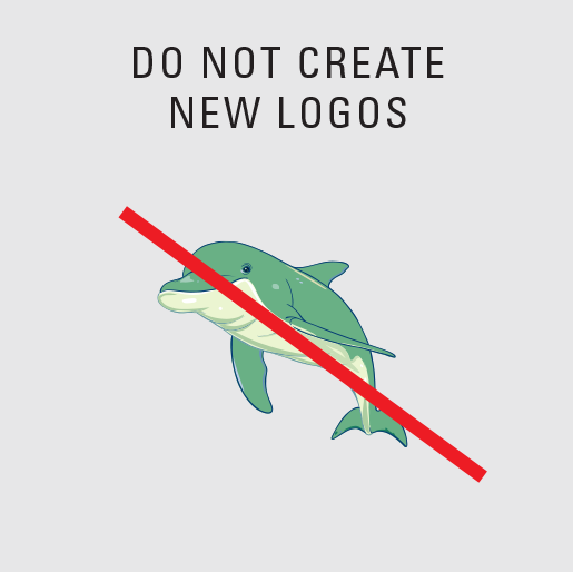 Example of improper usage of JU logos: A dolphin that is not the JU logo.
