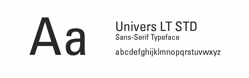 A visual example of the font Univers LT Std.