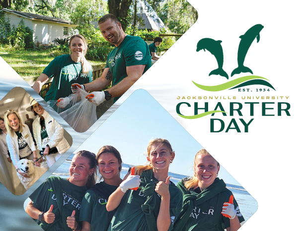 Students participating on Charter Day at a Jacksonville University's partner locations